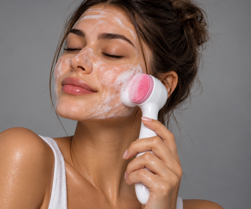 Using the 3D Double-Sided Cleansing Brush